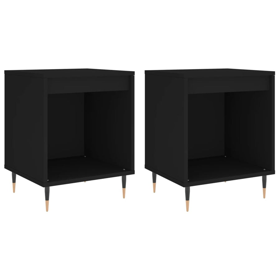 Nachtkastjes 2 St 40X35X50 Cm Bewerkt Hout Zwart