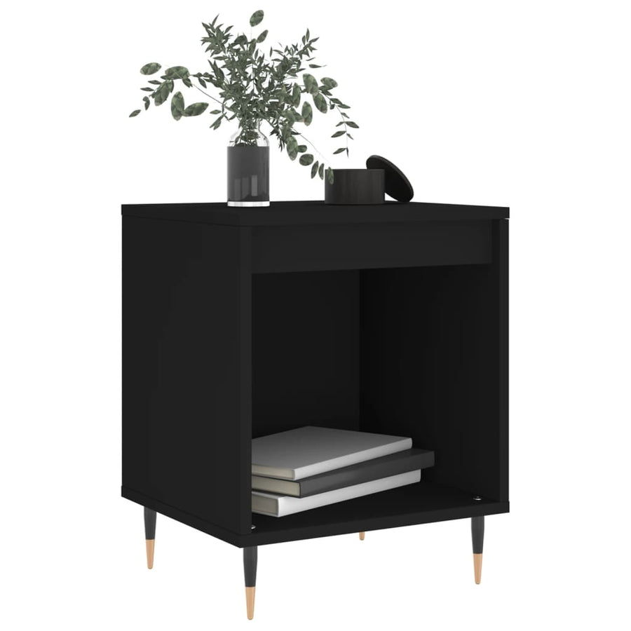 Nachtkastjes 2 St 40X35X50 Cm Bewerkt Hout Zwart