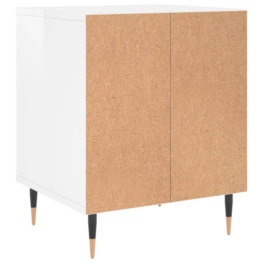 Nachtkastje 40X35X50 Cm Bewerkt Hout Hoogglans Wit