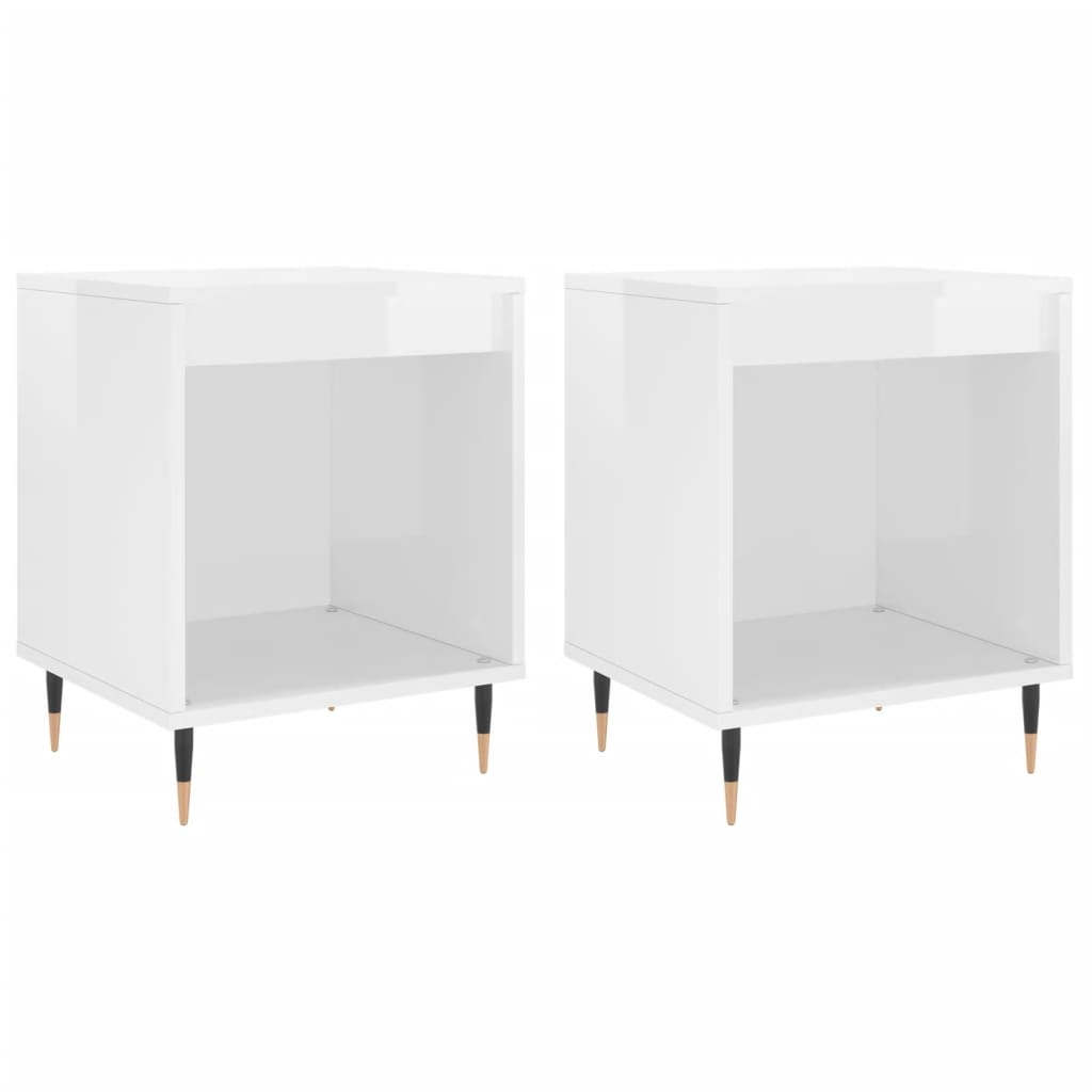 Nachtkastjes 2 St 40X35X50 Cm Bewerkt Hout Hoogglans Wit