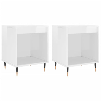 Nachtkastjes 2 St 40X35X50 Cm Bewerkt Hout Hoogglans Wit