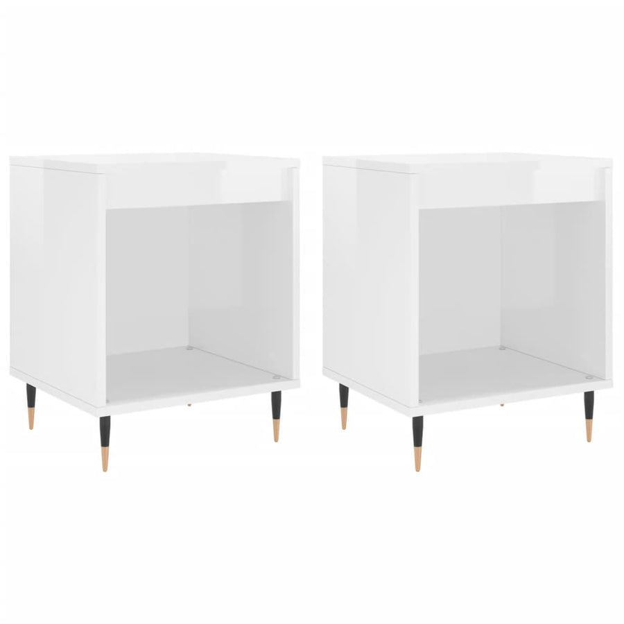 Nachtkastjes 2 St 40X35X50 Cm Bewerkt Hout Hoogglans Wit