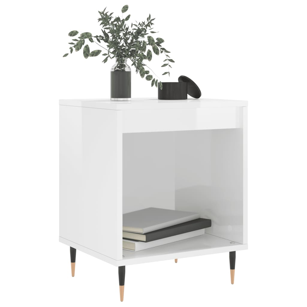 Nachtkastjes 2 St 40X35X50 Cm Bewerkt Hout Hoogglans Wit