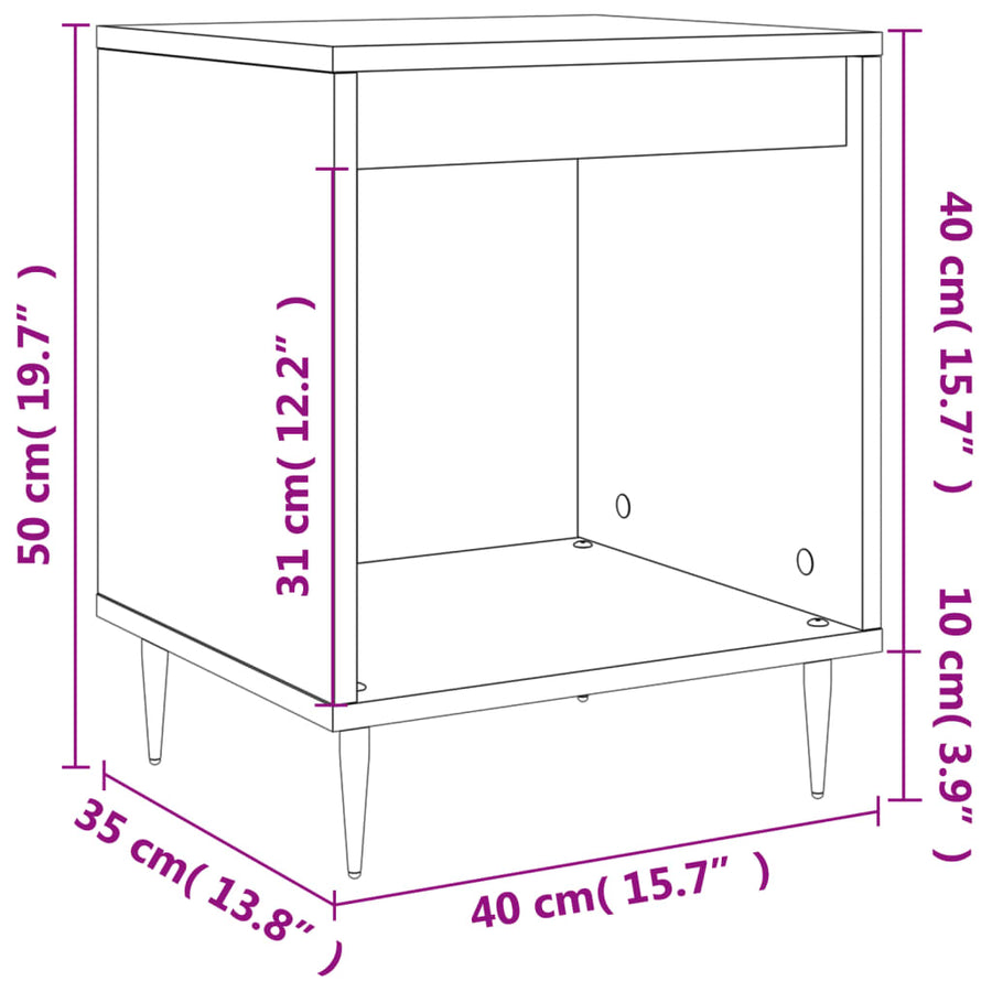 Nachtkastjes 2 St 40X35X50 Cm Bewerkt Hout Hoogglans Wit
