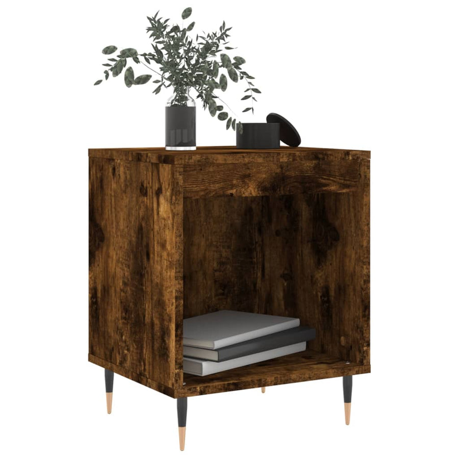Nachtkastje 40X35X50 Cm Bewerkt Hout Gerookt Eikenkleurig