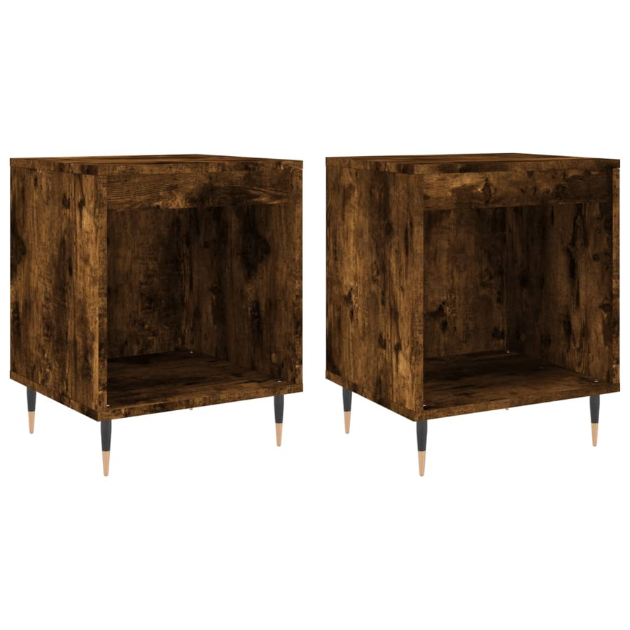 Nachtkastjes 2 St 40X35X50 Cm Bewerkt Hout Gerookt Eikenkleurig
