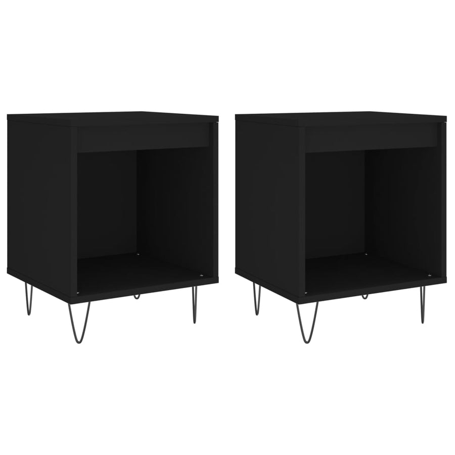 Nachtkastjes 2 St 40X35X50 Cm Bewerkt Hout Zwart