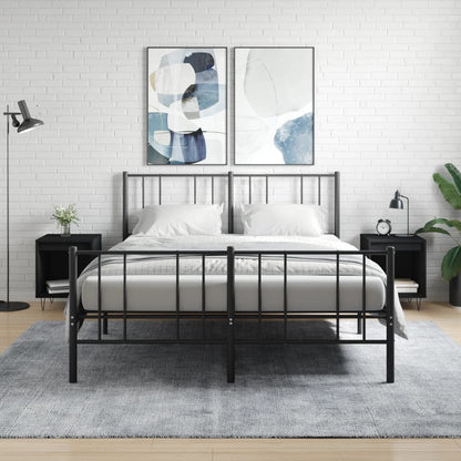 Nachtkastjes 2 St 40X35X50 Cm Bewerkt Hout Zwart