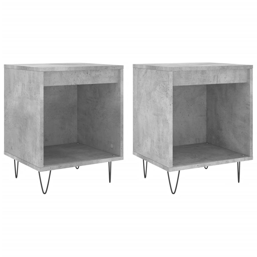 Nachtkastjes 2 St 40X35X50 Cm Bewerkt Hout Betongrijs