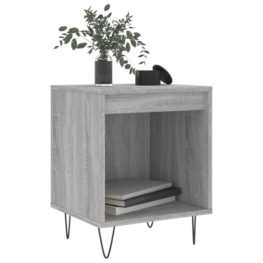 Nachtkastje 40X35X50 Cm Bewerkt Hout Eikenkleurig 1 Grijs sonoma