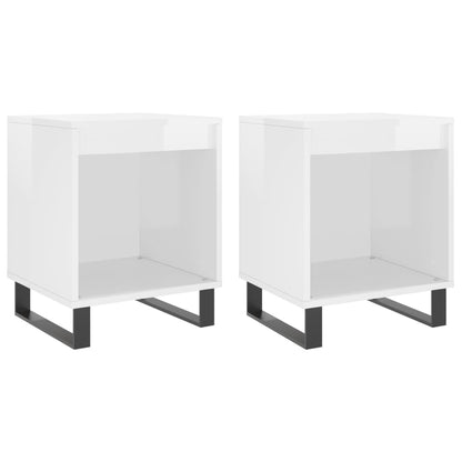 Nachtkastjes 40X35X50 Cm Bewerkt Hout 2 Hoogglans wit