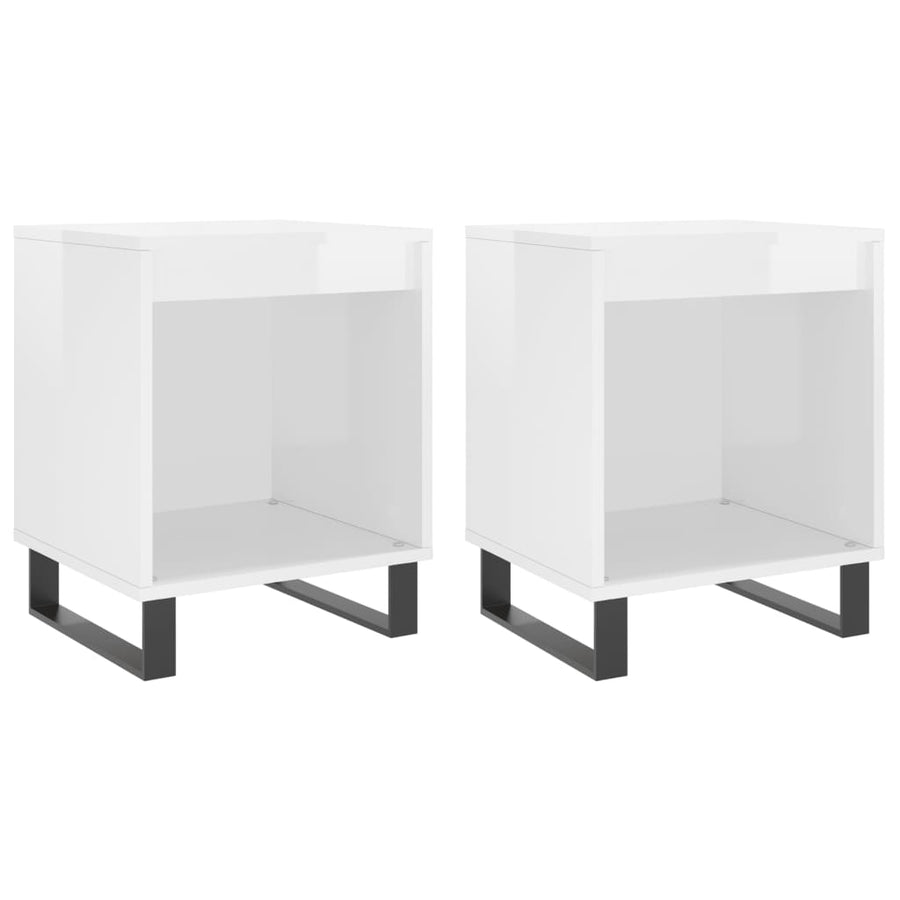 Nachtkastjes 40X35X50 Cm Bewerkt Hout 2 Hoogglans wit