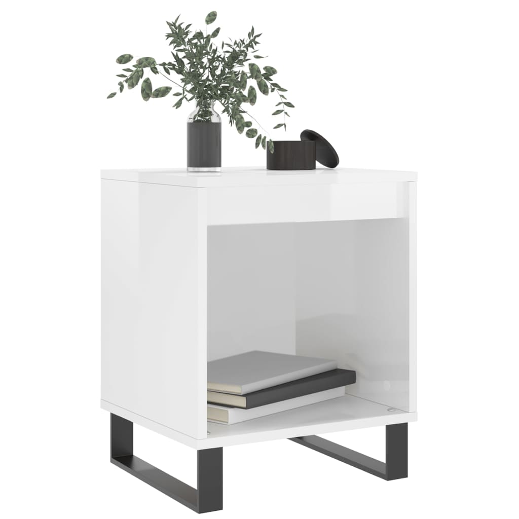 Nachtkastjes 40X35X50 Cm Bewerkt Hout 2 Hoogglans wit