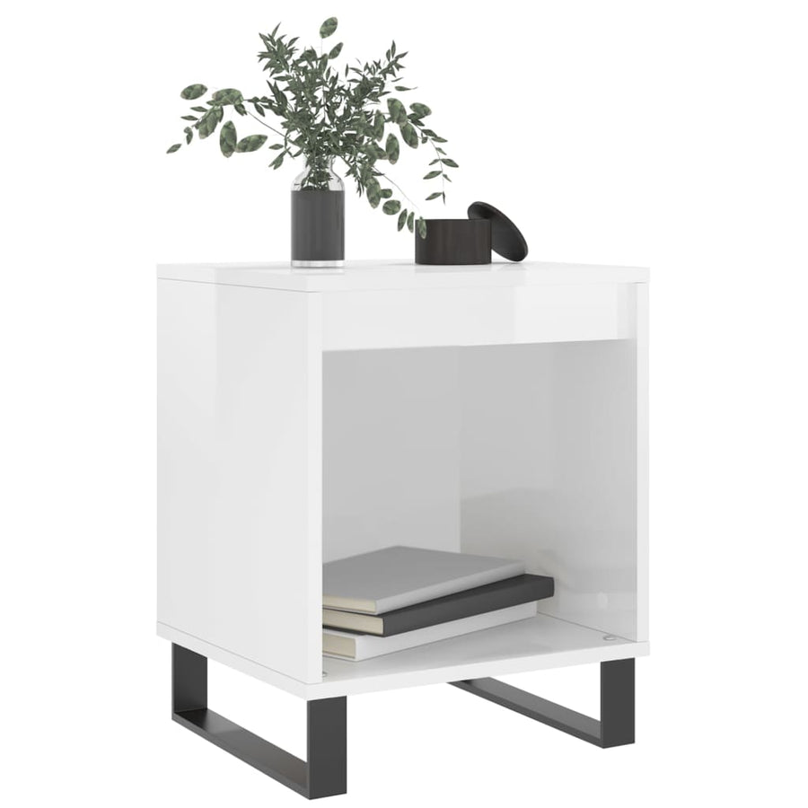 Nachtkastjes 40X35X50 Cm Bewerkt Hout 2 Hoogglans wit