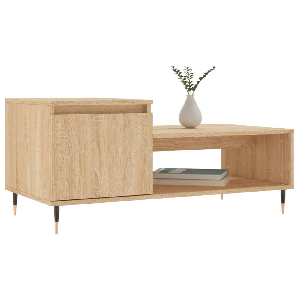 Salontafel 100x50x45 cm bewerkt hout sonoma eikenkleurig