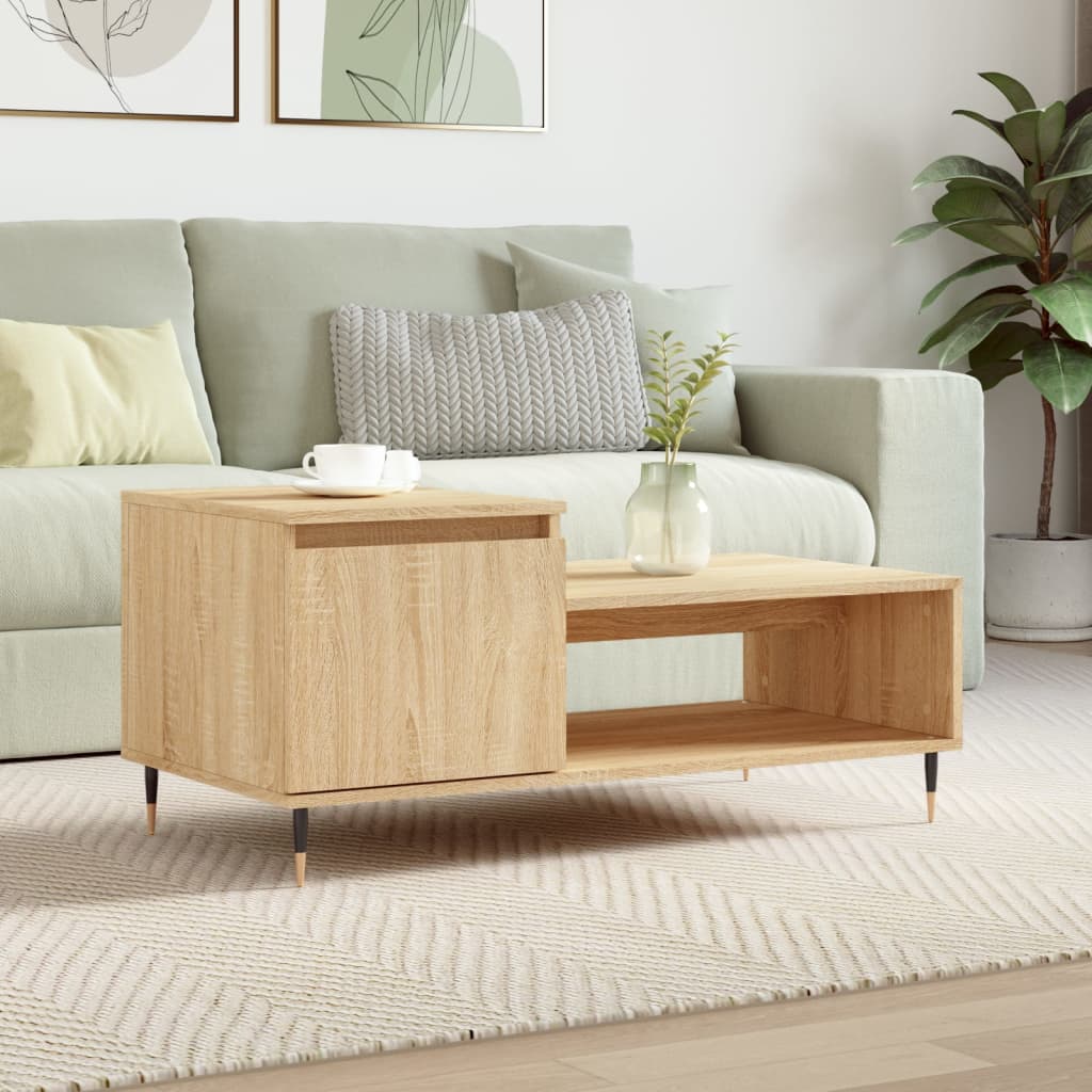 Salontafel 100x50x45 cm bewerkt hout sonoma eikenkleurig
