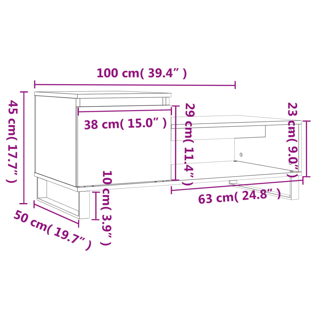 Salontafel 00X50X45 Cm Bewerkt Hout Wit