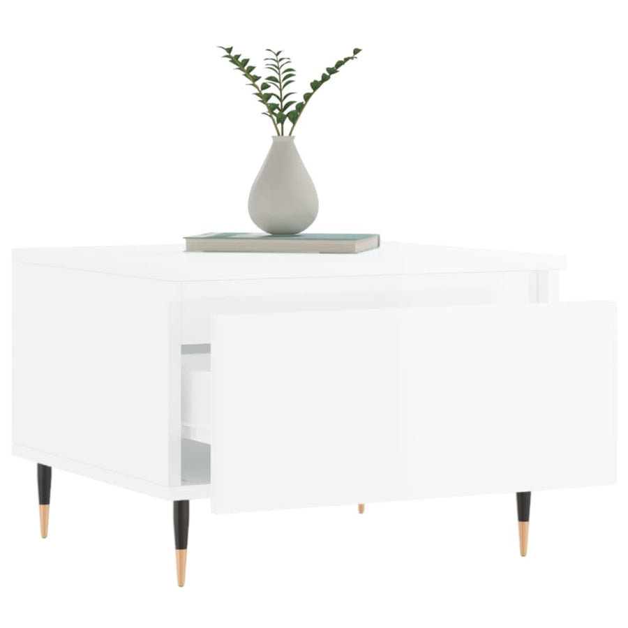Salontafels 50X46X35 Cm Bewerkt Hout 2 Hoogglans wit