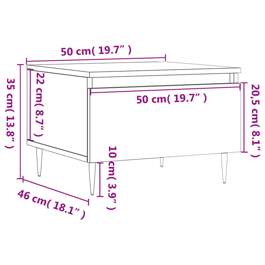 Salontafels 50X46X35 Cm Bewerkt Hout 2 Betongrijs