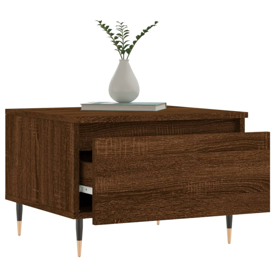 Salontafels 50X46X35 Cm Bewerkt Hout 2 bruin eikenkleur