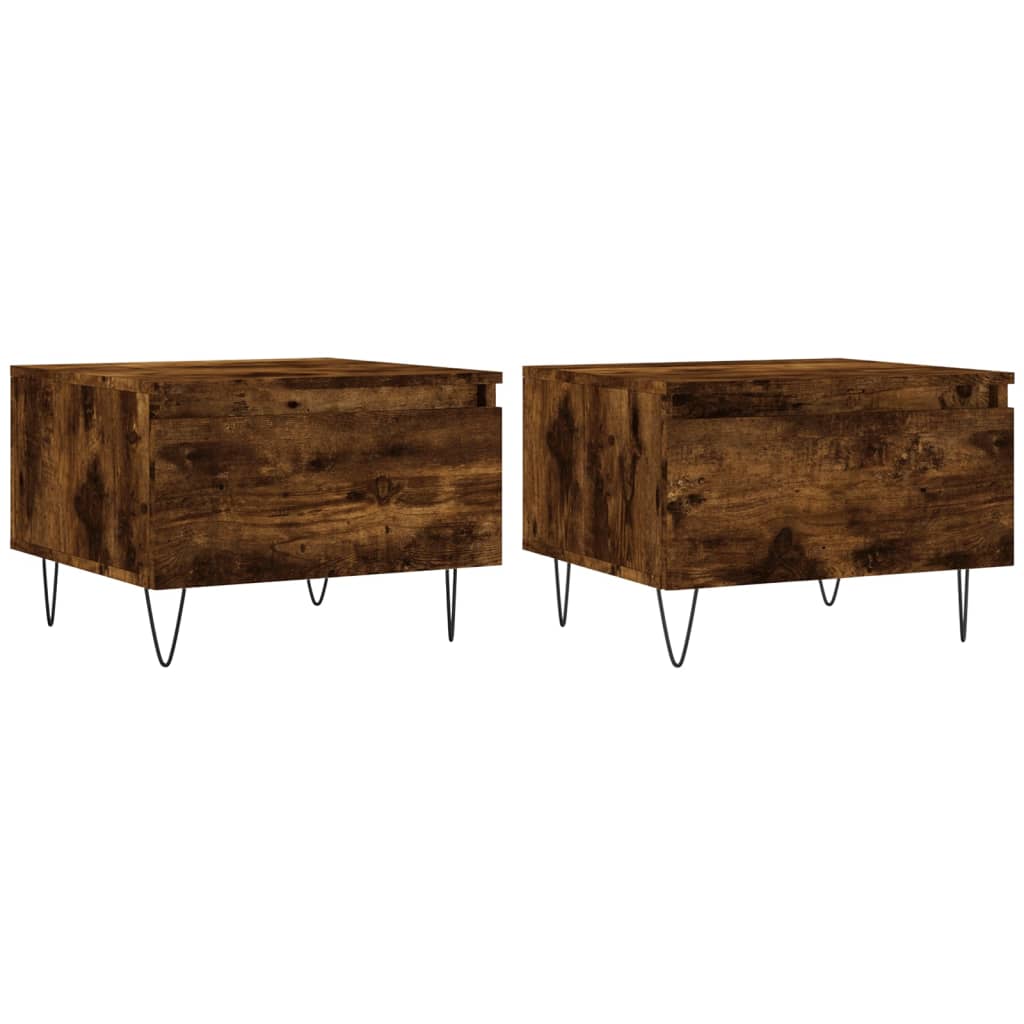 Salontafels 50X46X35 Cm Bewerkt Hout Kleurig 2 Gerookt eiken
