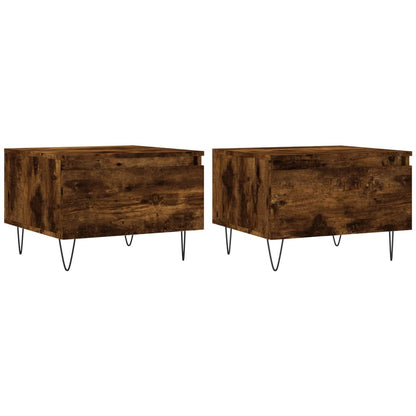 Salontafels 50X46X35 Cm Bewerkt Hout Kleurig 2 Gerookt eiken