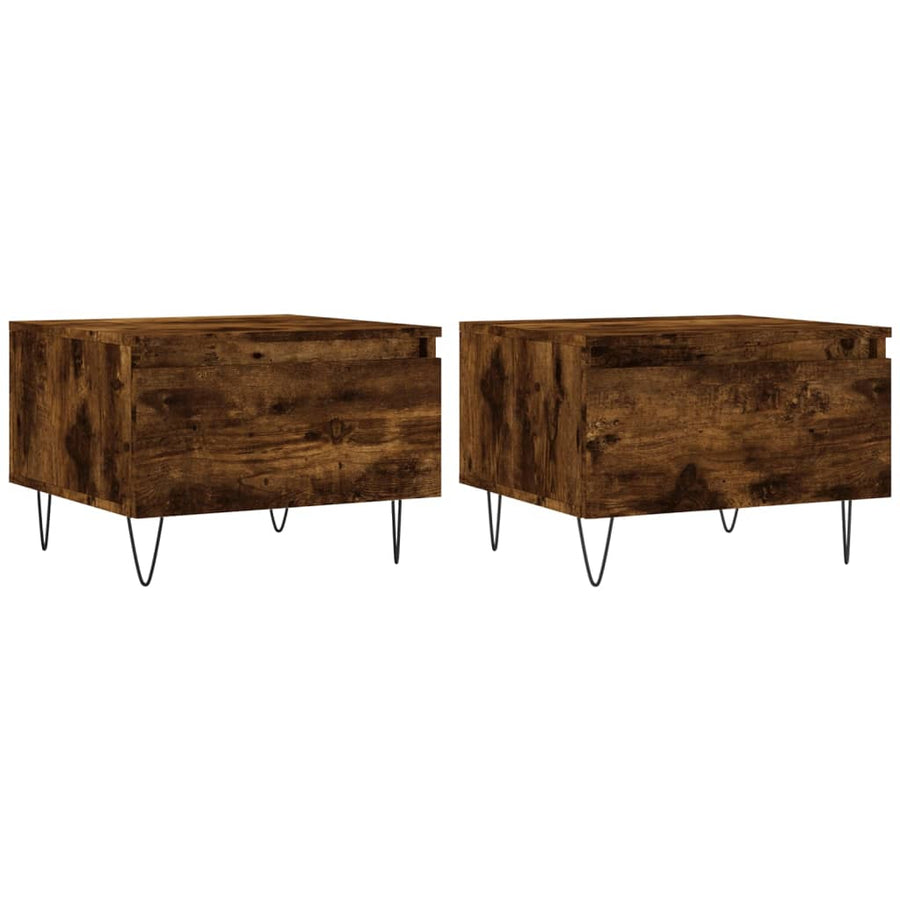 Salontafels 50X46X35 Cm Bewerkt Hout Kleurig 2 Gerookt eiken