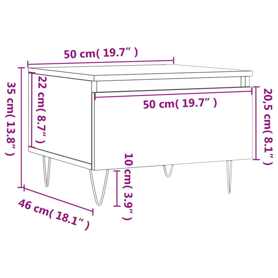 Salontafels 50X46X35 Cm Bewerkt Hout Kleurig 2 Gerookt eiken