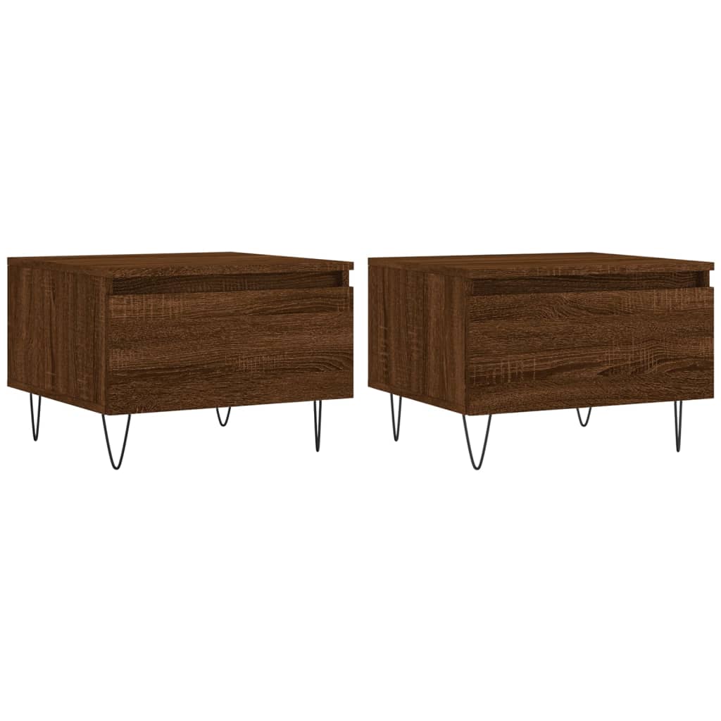 Salontafels 50X46X35 Cm Bewerkt Hout 2 bruin eikenkleur