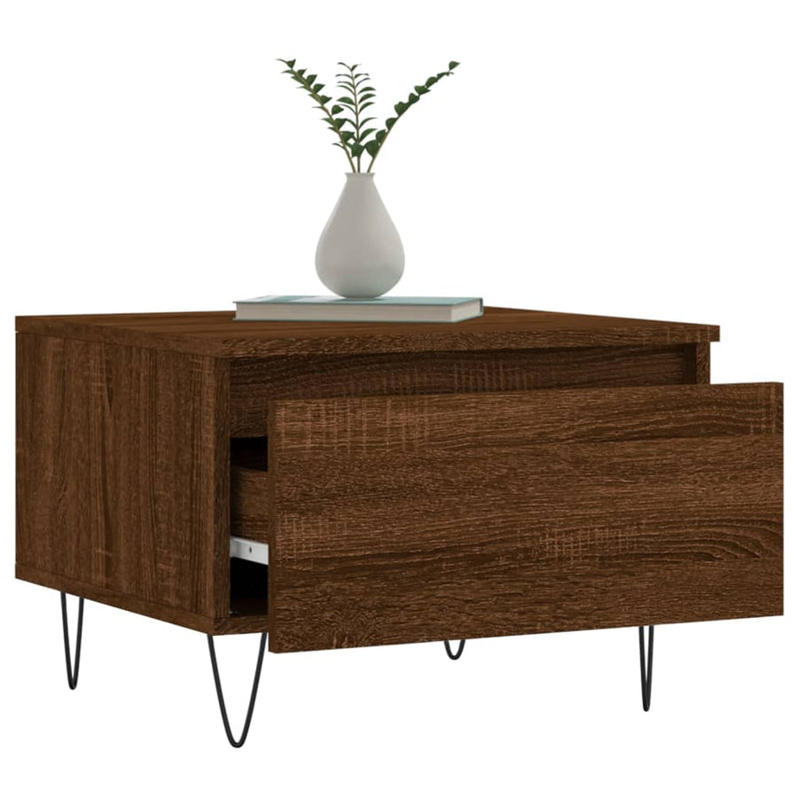 Salontafels 50X46X35 Cm Bewerkt Hout 2 bruin eikenkleur