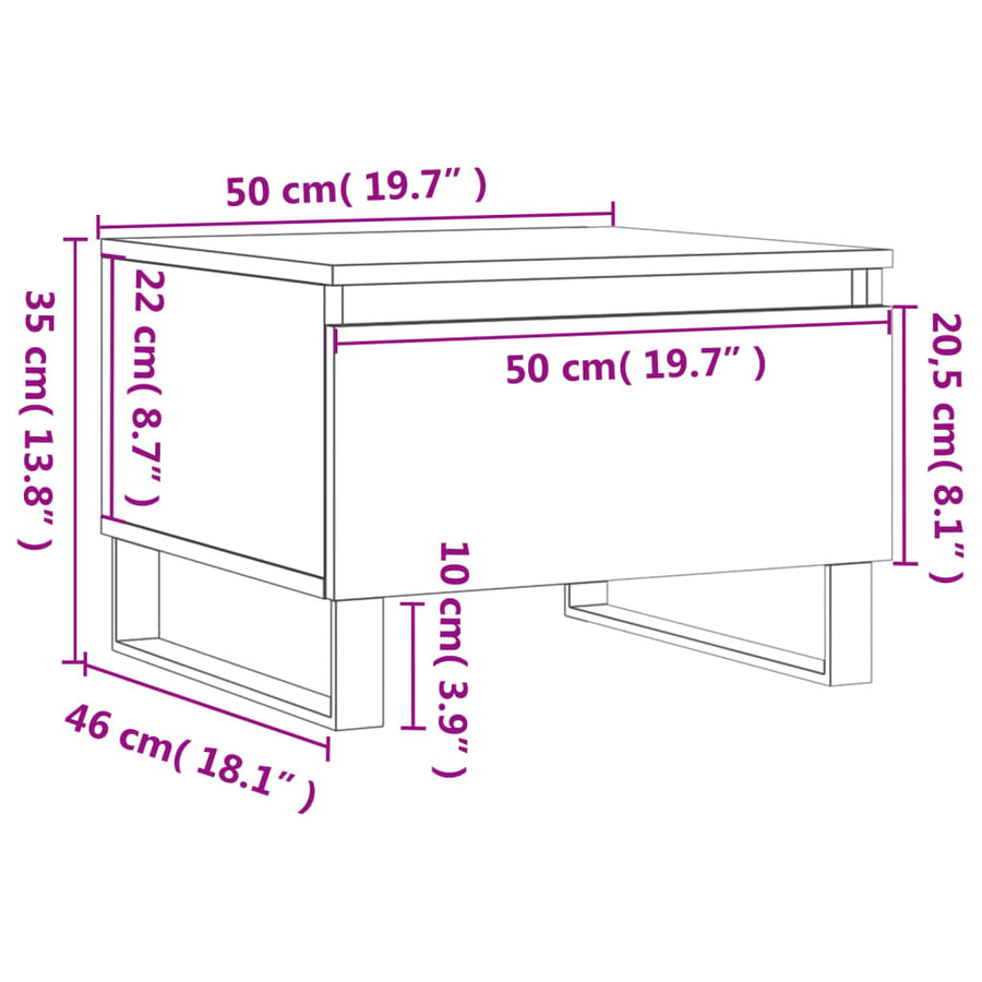 Salontafels 50X46X35 Cm Bewerkt Hout 2 Zwart