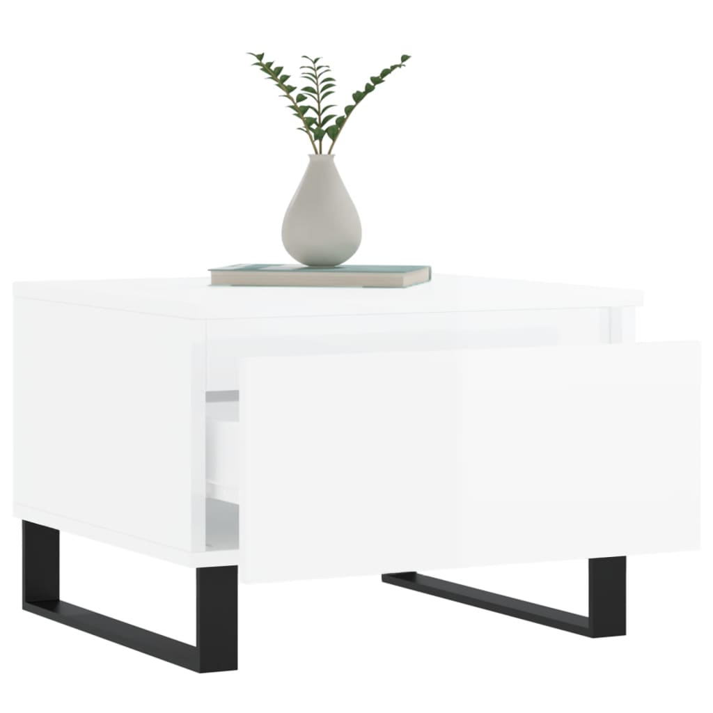 Salontafels 50X46X35 Cm Bewerkt Hout 2 Hoogglans wit