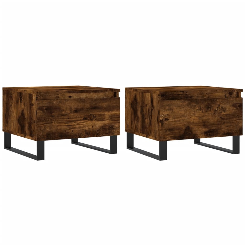 Salontafels 50X46X35 Cm Bewerkt Hout Kleurig 2 Gerookt eiken