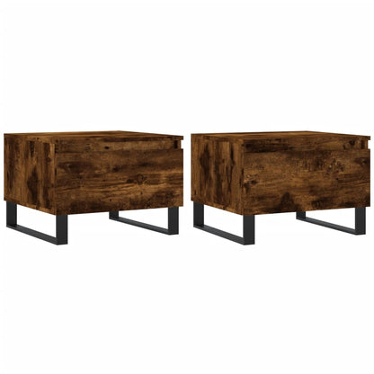 Salontafels 50X46X35 Cm Bewerkt Hout Kleurig 2 Gerookt eiken