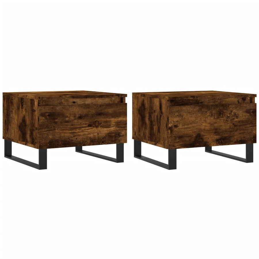 Salontafels 50X46X35 Cm Bewerkt Hout Kleurig 2 Gerookt eiken