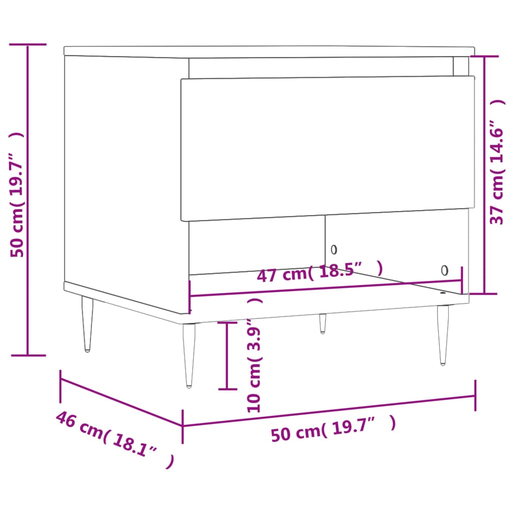 Salontafel 50X46X50 Cm Bewerkt Hout 1 Wit