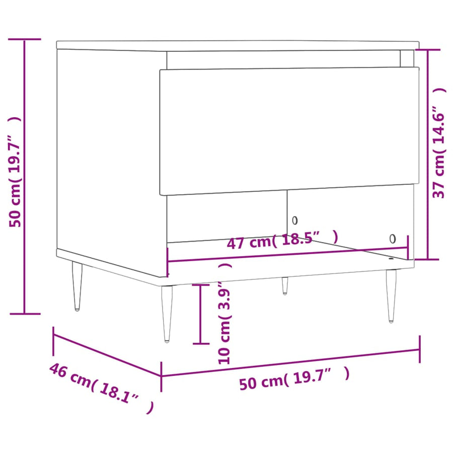 Salontafel 50X46X50 Cm Bewerkt Hout 1 Wit