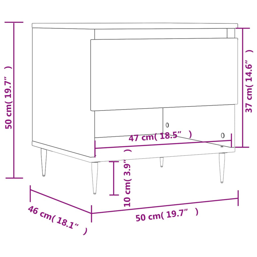 Salontafels 50X46X50 Cm Bewerkt Hout Kleurig 2 Sonoma eiken