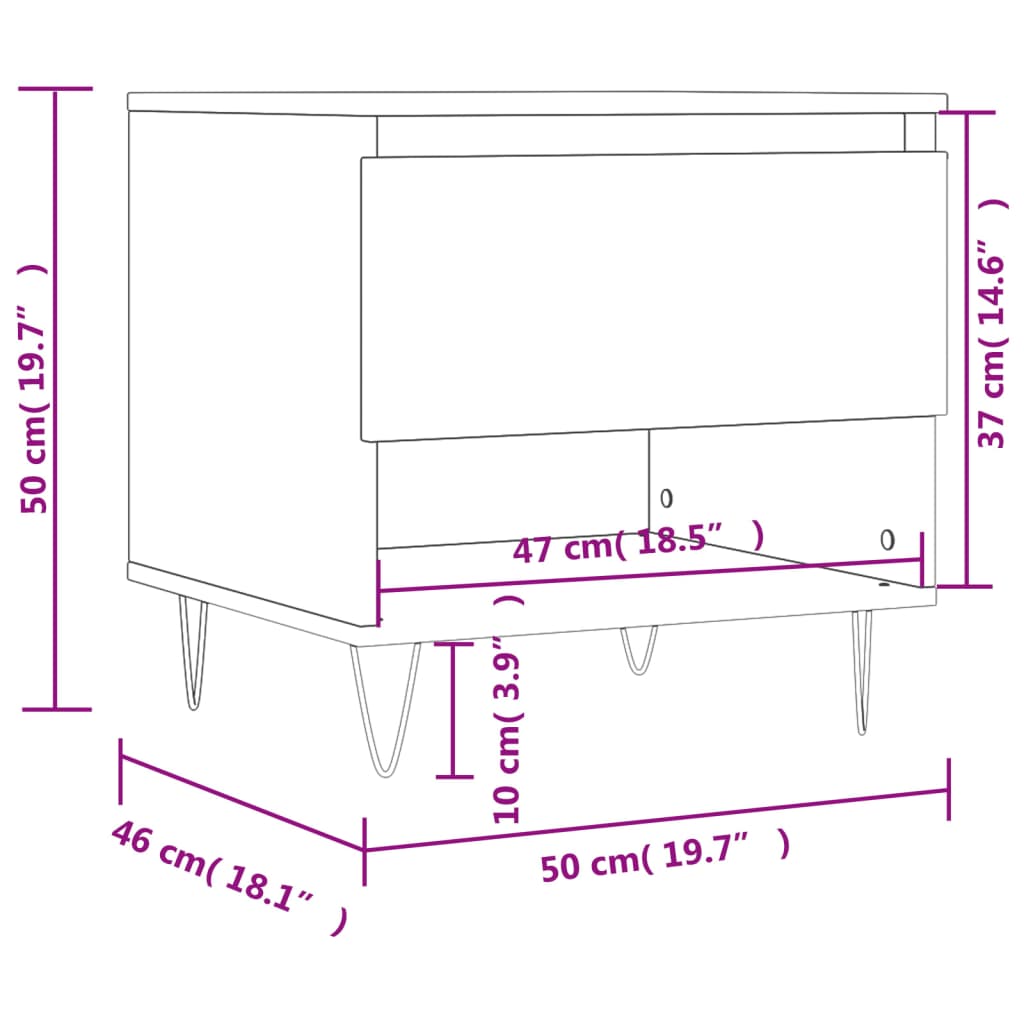 Salontafels 50X46X50 Cm Bewerkt Hout 2 Wit