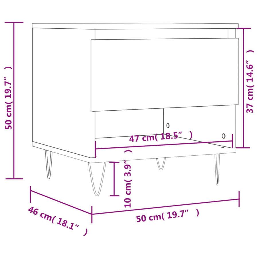 Salontafels 50X46X50 Cm Bewerkt Hout 2 Wit