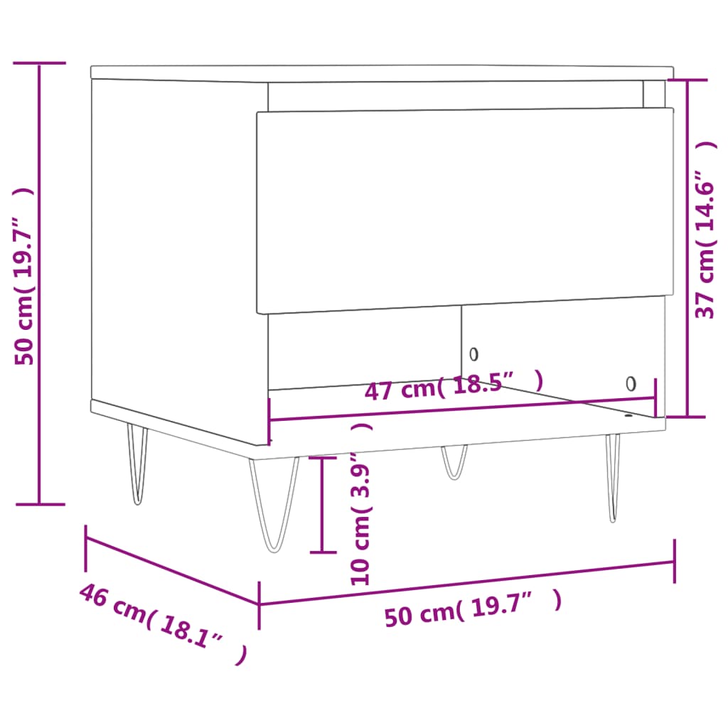 Salontafels 50X46X50 Cm Bewerkt Hout Kleurig 2 Sonoma eiken