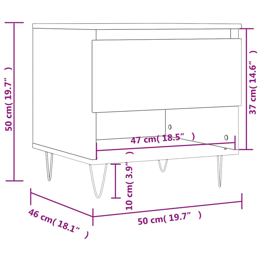 Salontafels 50X46X50 Cm Bewerkt Hout 2 Betongrijs