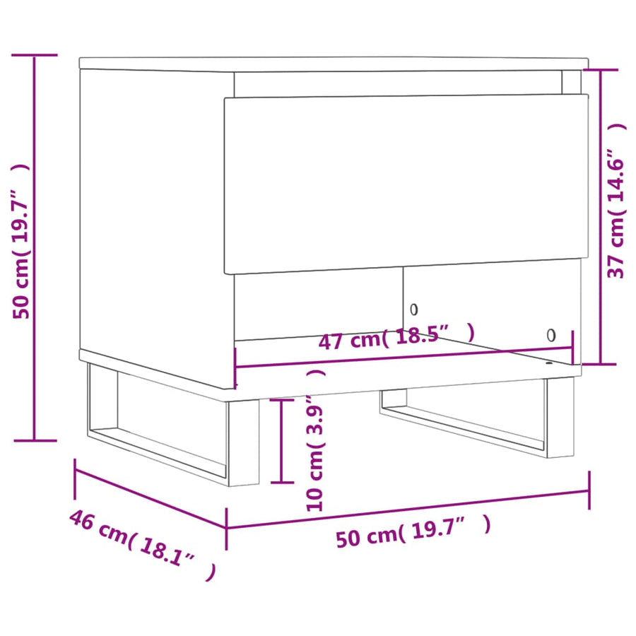 Salontafels 50X46X50 Cm Bewerkt Hout 2 Zwart