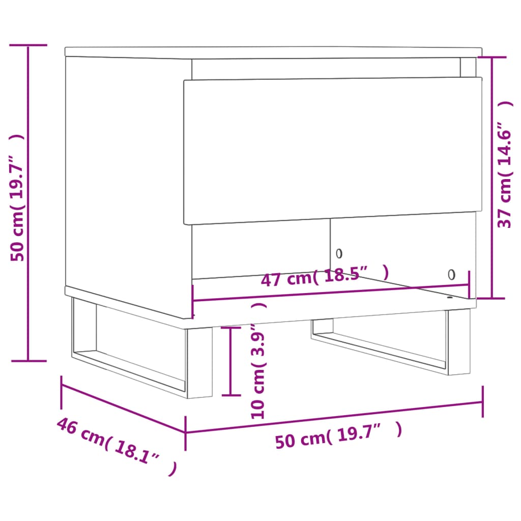 Salontafel 50X46X50 Cm Bewerkt Hout 1 Betongrijs