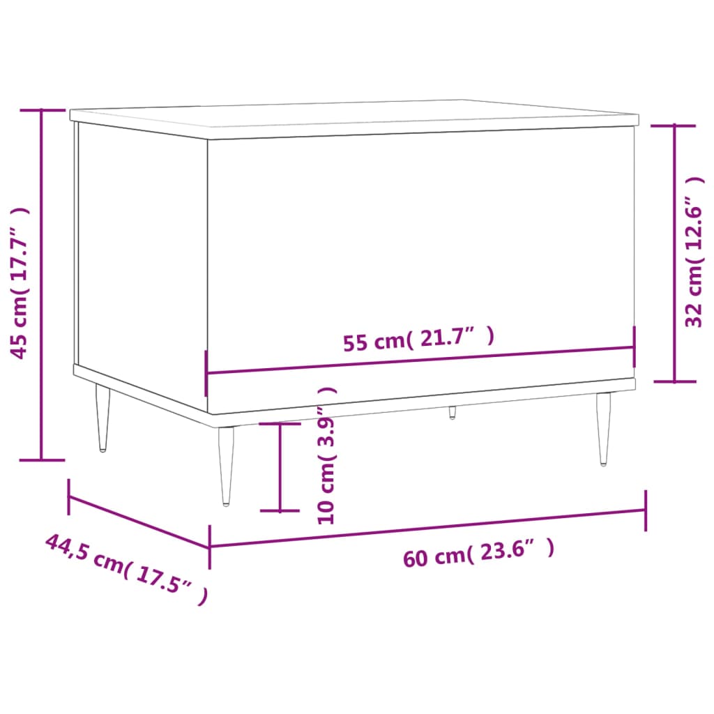 Salontafel 60X44,5X45 Cm Bewerkt Hout Kleurig Gerookt eiken