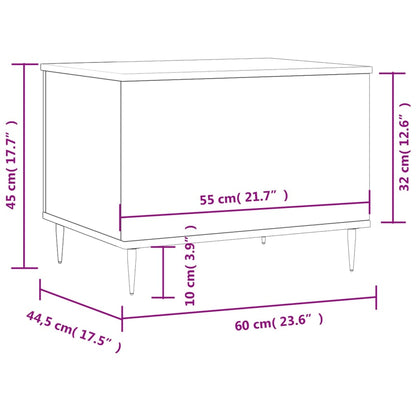 Salontafel 60X44,5X45 Cm Bewerkt Hout Kleurig Gerookt eiken