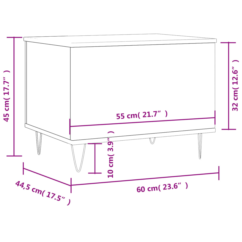 Salontafel 60X44,5X45 Cm Bewerkt Hout Wit