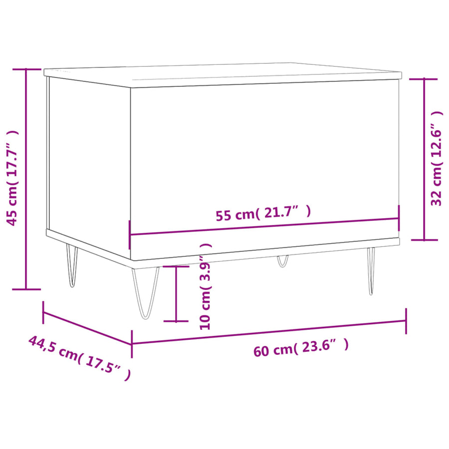 Salontafel 60X44,5X45 Cm Bewerkt Hout Betongrijs