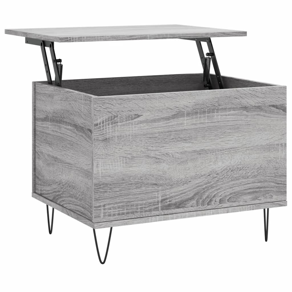 Salontafel 60X44,5X45 Cm Bewerkt Hout Eikenkleurig Grijs sonoma
