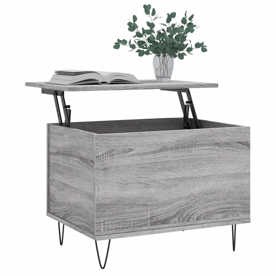 Salontafel 60X44,5X45 Cm Bewerkt Hout Eikenkleurig Grijs sonoma